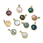 Комплекты фурнитуры для подвесок из шестигранной латуни, натуральных смешанных драгоценных камней и ракушек, долговечный