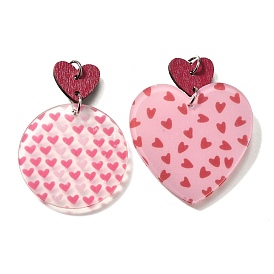 Печатные акриловые подвески, с петлей из тополя и платины, розовые