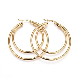 304 Stainless Steel Hoop Earrings, Hypoallergenic Earrings, Double Rings