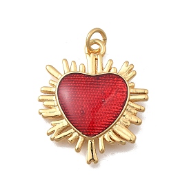 Подвески в форме сердца из латуни и эмали, без кадмия и без свинца, стойки покрытие, долговечный, реальный 18 k позолоченный