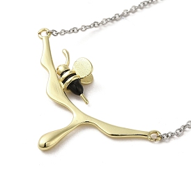 Brass Enamel Pendant Necklaces for Women, Bee