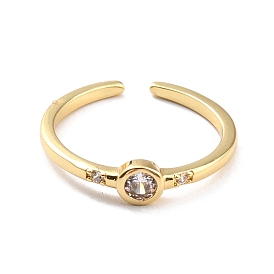 Прозрачное кубическое циркониевое плоское круглое открытое кольцо-манжета для женщин, без кадмия, без никеля и без свинца