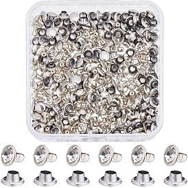 120 наборы латунных заклепок со стразами, плоско-круглые, полукруглые заклепки, заклепки столкновения, платина