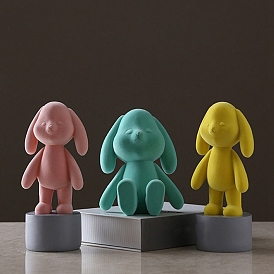 Cute Resin Rabbit Figurine Display Decorations, Simulation Animal, for Car Home Office Ornament