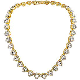 1 теннисные ожерелья в форме сердца из цинкового сплава с кристаллами и стразами для женщин