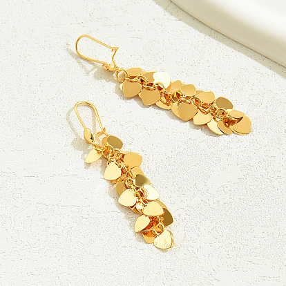 Элегантные латунные серьги-кольца в форме сердца с кисточками