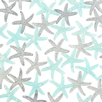 40Pcs 2 Colors Plastic with Opaque Resin Cabochons, Starfish