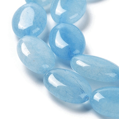 Natural Quartz Beads Strands, Dyed, Flat Oval