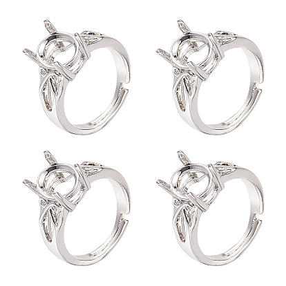 4шт. регулируемые настройки для колец-солитеров из латуни, 4 настройки кольца зубца когтя, с кубического циркония, долговечный, овальные
