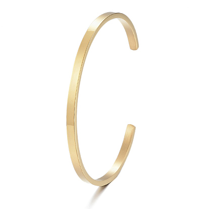 304 bracelets manchette en acier inoxydable, bracelets ouverts simples minimalistes