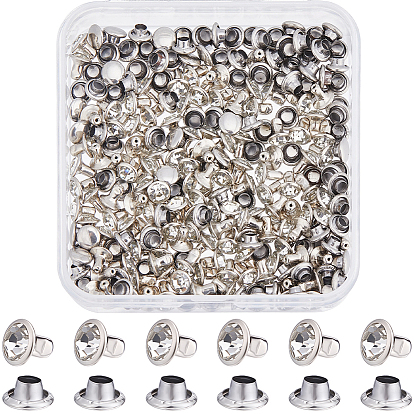 120 наборы латунных заклепок со стразами, плоско-круглые, полукруглые заклепки, заклепки столкновения, платина