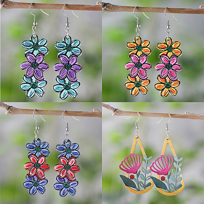 Серьги с подвесками из дерева в богемном стиле, нержавеющей стали, украшения для женщин, платина