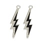 Alloy Micro Pave Cubic Zirconia Pendants, with Enamel, Long-Lasting Plated, Lightning Bolt