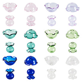 6 наборы 6 цветные прозрачные стеклянные колпачки для бусин, мульти-лепесток цветка, для изготовления колокольчиков