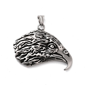 Retro 304 Stainless Steel Big Pendants, Eagle Head Charm