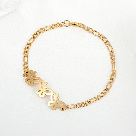 201 из нержавеющей стали Фигаро цепи браслеты, полые украшения в виде бабочек для женщин