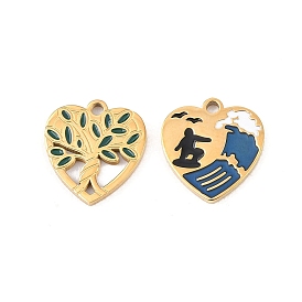 304 нержавеющей стальной эмали подвески, сердце прелести, ионное покрытие (ip), реальный 18 k позолоченный