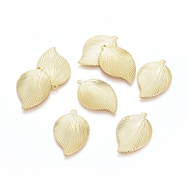 Brass Pendants, Long-Lasting Plated, Textured, Leaf