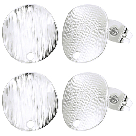 20pcs boucles d'oreilles à tige rondes et plates en laiton, avec boucle, avec écrous à oreilles en laiton