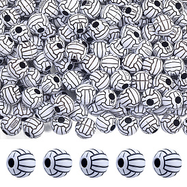 200 непрозрачные акриловые бусины, круглые, волейбол