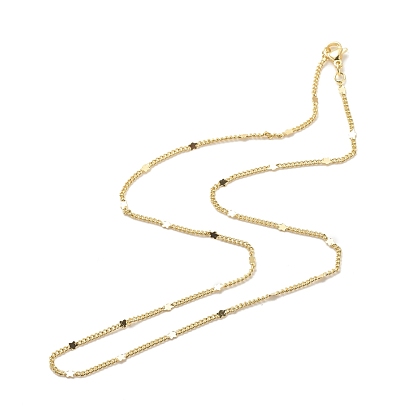 Brass Curb Chains with Star Necklace for Women, Cadmium Free & Lead Free