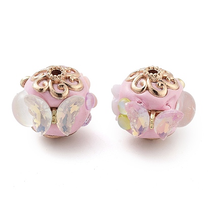 Индонезийские бусины ручной работы, сплавом и смолы, бабочка, золотые