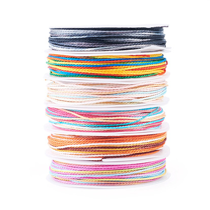40.8m 6 cordons en polyester ciré de différentes couleurs, ronde, avec 6pcs bobines en polypropylène (pp)