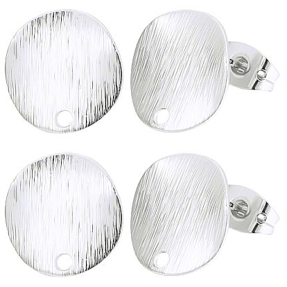 20pcs boucles d'oreilles à tige rondes et plates en laiton, avec boucle, avec écrous à oreilles en laiton