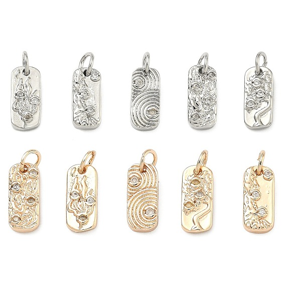 Подвески из прозрачного кубического циркония с микропаве в виде пяти элементов, выполненные в тематике пяти элементов., прямоугольник амулеты