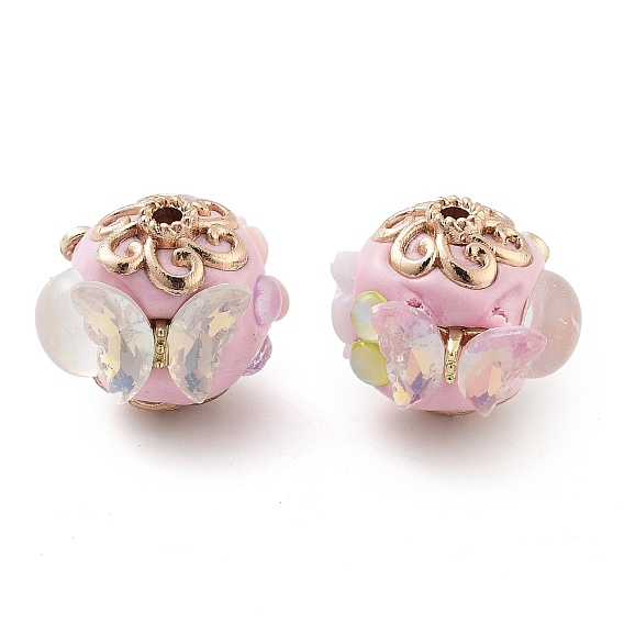 Индонезийские бусины ручной работы, сплавом и смолы, бабочка, золотые