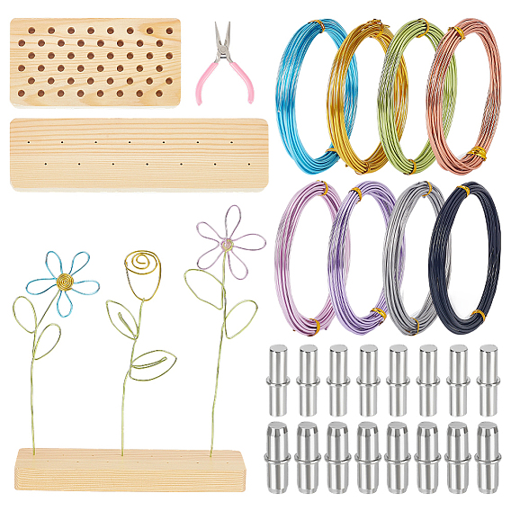 8 рулоны 8 цвета 5 алюминиевая проволока, круглые, для diy craft, с 1миниатюрной крестовой отверткой из углеродистой стали, 16шт. шт. шт. шт. шт. шт. кронштейны для полок из холоднокатаной стали, 1 Деревянные подставки из поликарбоната для алюминиевой проволоки