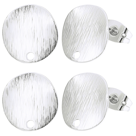 20pcs boucles d'oreilles à tige rondes et plates en laiton, avec boucle, avec écrous à oreilles en laiton