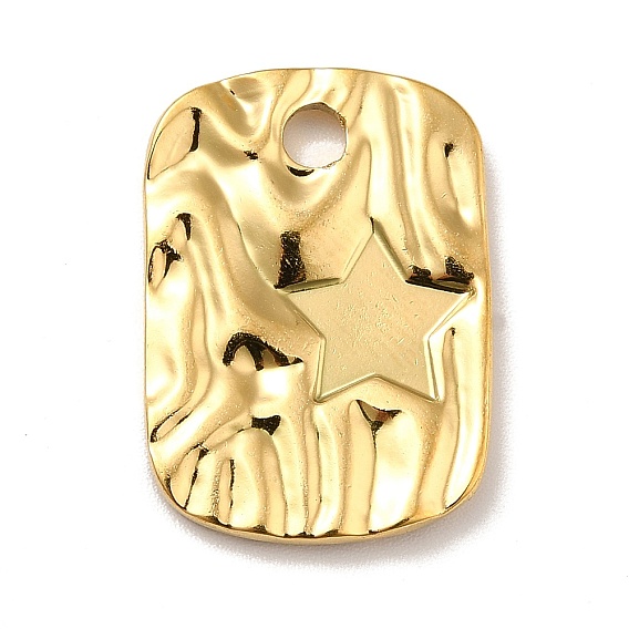 Ионное покрытие (ip) 304 подвеска из нержавеющей стали с кабошоном, фактурный прямоугольник со звездой