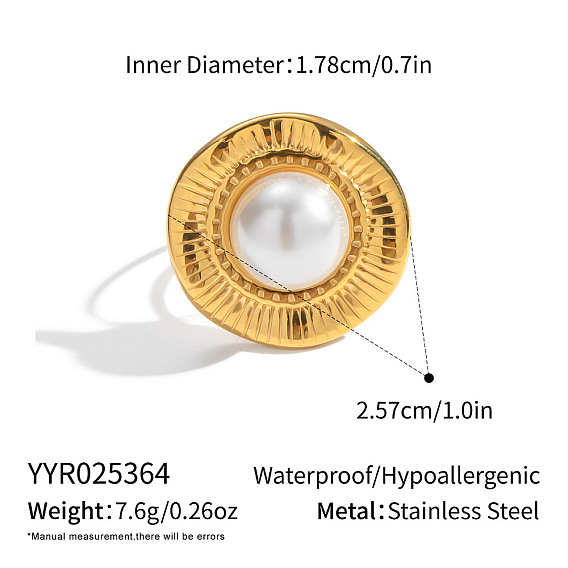 304 круглые женские манжеты из нержавеющей стали, с имитацией жемчуга