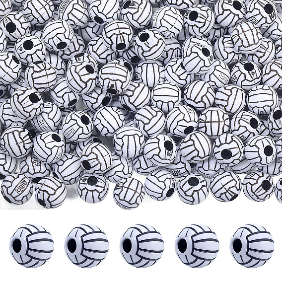 200 непрозрачные акриловые бусины, круглые, волейбол