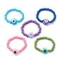 Handmade Evil Eye Lampwork Beads and Baking Paint Glass Stretch Finger Rings