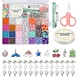 Набор для изготовления украшений из бисера и хейши своими руками, включая акриловую и полимерную глину и стеклянный бисер, застежка и подвеска из сплава, эластичная нить, железные прыжковые кольца и наконечники для бусинок, ножницы и пинцет