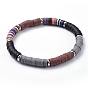 Argile polymère perles heishi perles bracelets extensibles, laiton perles d'espacement, plat rond