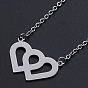 Valentine's Day Theme, 201 Stainless Steel Pendant Necklaces, with Cable Chains and Lobster Claw Clasps, Heart with Heart