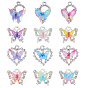 24шт 12 стили подвески из сплава смолы, со стразами, бабочка, платина