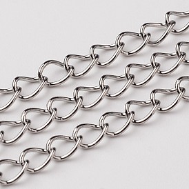 304 Stainless Steel Twisted Chains, Unwelded, 5.5x3.7x0.8mm