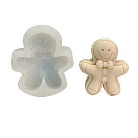 Christmas Theme Gingerbread Man DIY Silicone Candle Molds, for Scented Candle Making