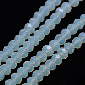 Facettes perles de verre de cristal brins, rondelle, 6x4mm, Trou: 1mm, Environ 95 pcs/chapelet, 16.9 pouce
