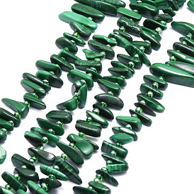 Perles synthétiques malachite brins, puce