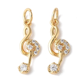 Латунные микропаве прозрачные подвески с фианитом, без свинца и без кадмия, долговечный, музыкальная нота, с целью перехода в кольце