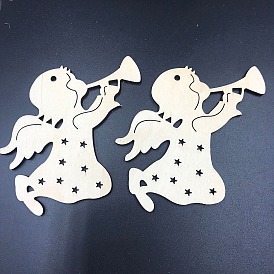 10Pcs Unfinished Wood Angel Shaped Cutouts Ornament, Angel Blank Hanging Pendants, DIY Painting Supplies