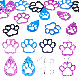 Набор для изготовления серег своими руками, включая акриловые подвески с отпечатками лап, латунные открытые прыжковые кольца и крючки для сережек