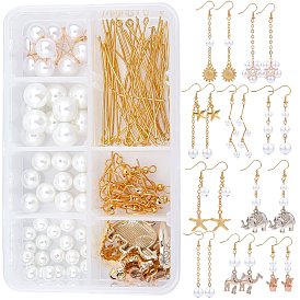 Ensembles de fabrication de boucles d'oreilles en perles de verre DIY sunnyclue, inclure des pendentifs en alliage, crochets et trouvailles en laiton, formes mixtes