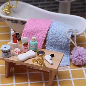 Alloy Bathroom Toiletries Set Mini Model, Micro Landscape Dollhouse Accessories, Pretending Prop Decorations