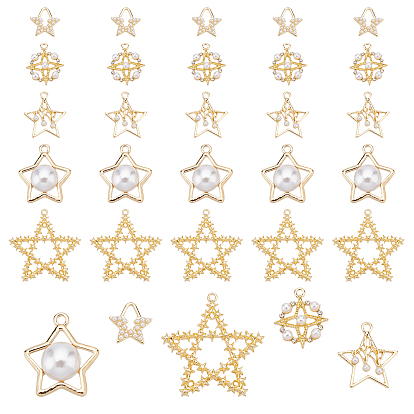 40 шт 5 подвески из сплава, с абс пластмассовой имитационной жемчужиной, звезда, белые